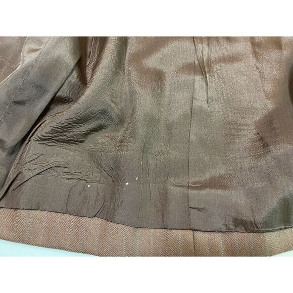 Saint Laurent Rive Gauche Suit Womens 34 XS Brown Double Breasted Blazer Skirt - Picture 12 of 12